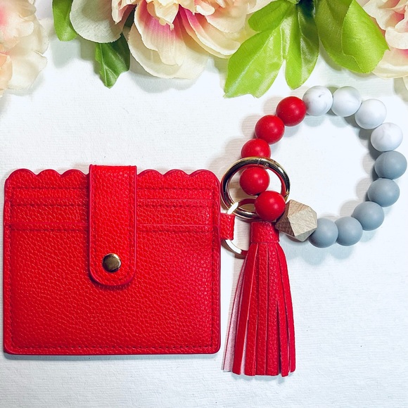 Wristlet Card Wallet Bracelet in Red - Picture 3 of 6